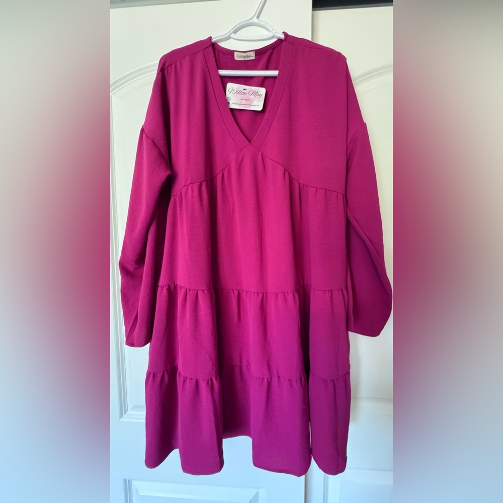 Vibrant Pink Tiered Dress